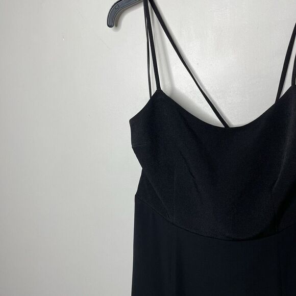EXPRESS Cocktail Dress Women Medium Black Corset-Back Sheer Overlay Maxi Mini - Picture 3 of 12